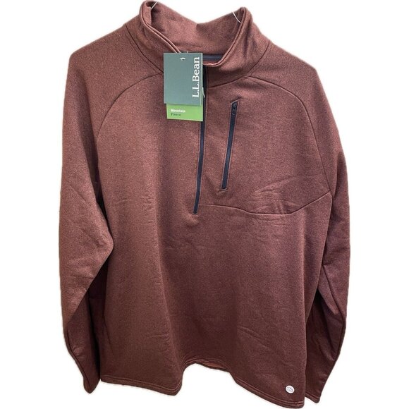 LL Bean 1/2 Zip Pullover Mens 2x Tall Burgundy Slightly Fitted Mountain Fleece